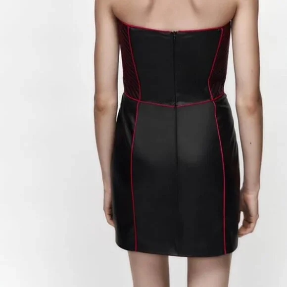 ZARA LEATHER EFFECT DRESS SIZE XS 8208 961 800 - Picture 5 of 5